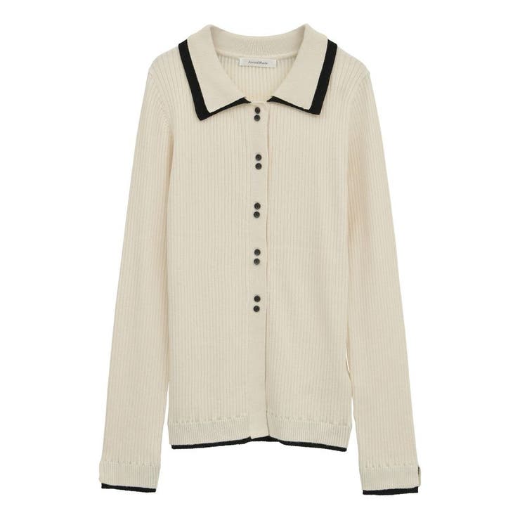 配色レイヤードポロリブニットカーディガン | Green Parks  | 詳細画像42 