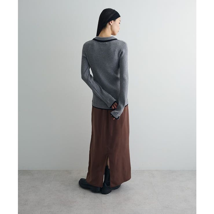 配色レイヤードポロリブニットカーディガン | Green Parks  | 詳細画像5 
