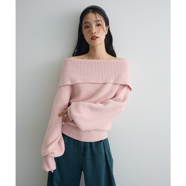 ピンク | オフショルダーニット | Green Parks 
