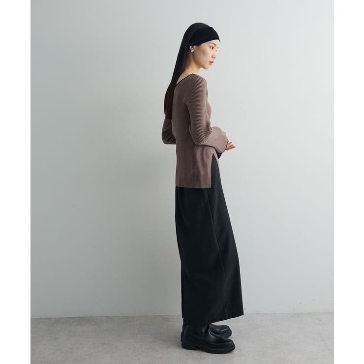 前後2wayアシンメトリー袖フレアリブニット | Green Parks  | 詳細画像15 