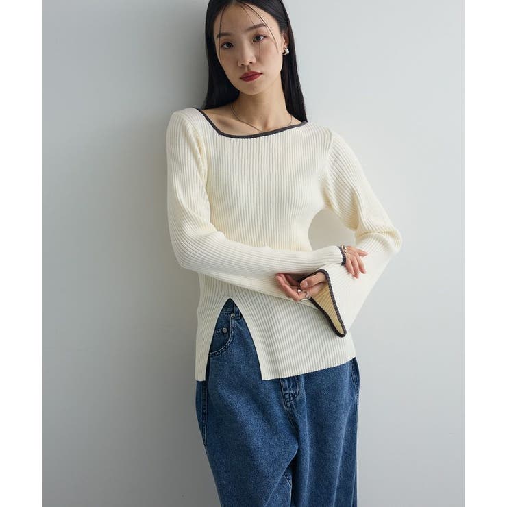 前後2wayアシンメトリー袖フレアリブニット | Green Parks  | 詳細画像6 