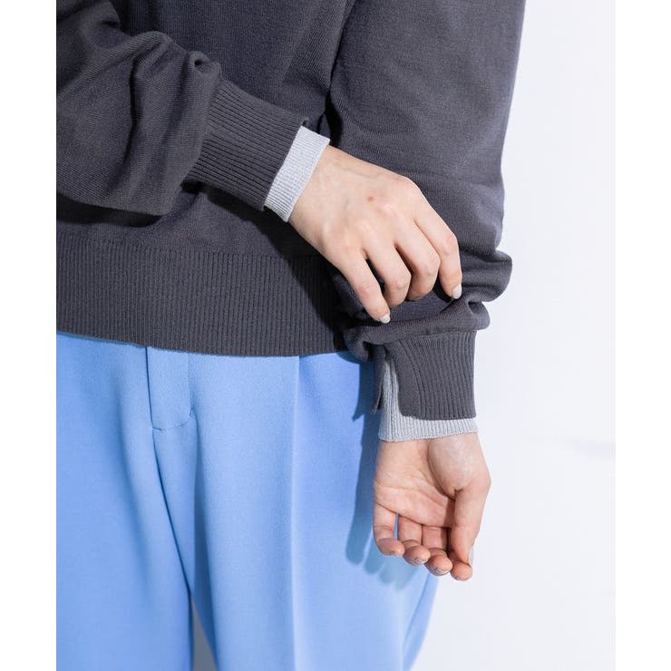 アンチピリングレイヤード風ニットプルオーバー | Green Parks  | 詳細画像9 