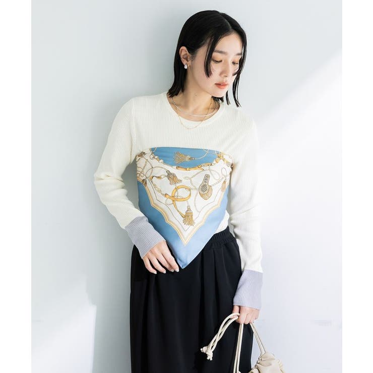 アンチピリング袖配色ニットプルオーバー | Green Parks  | 詳細画像11 