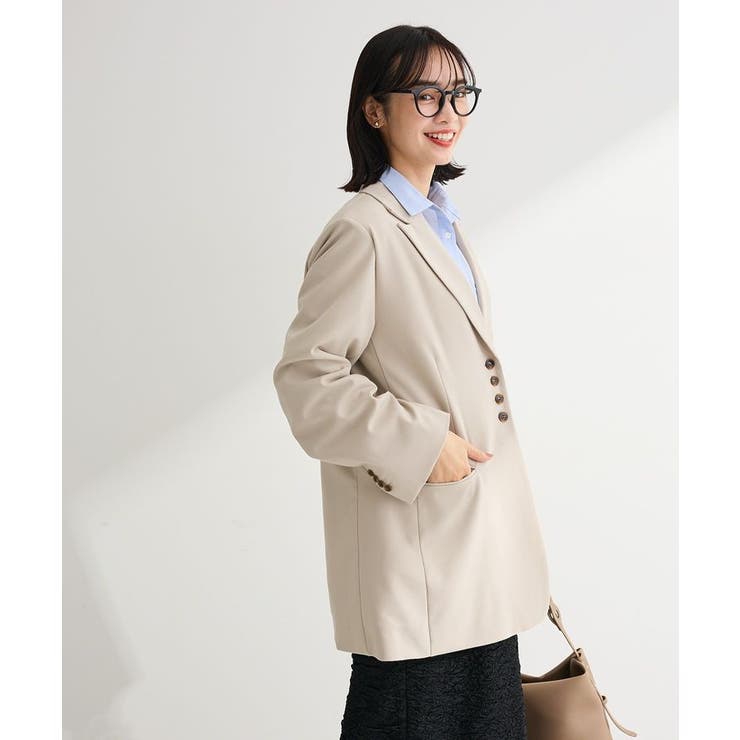 ベージュ | 裏付きテーラードジャケット | Green Parks 