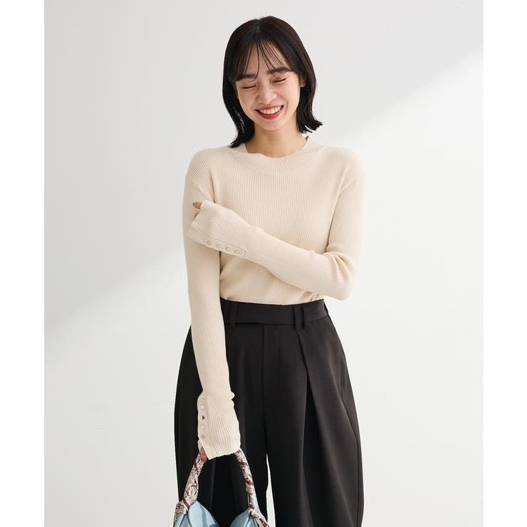 袖口金釦リブニットプルオーバー | Green Parks  | 詳細画像26 