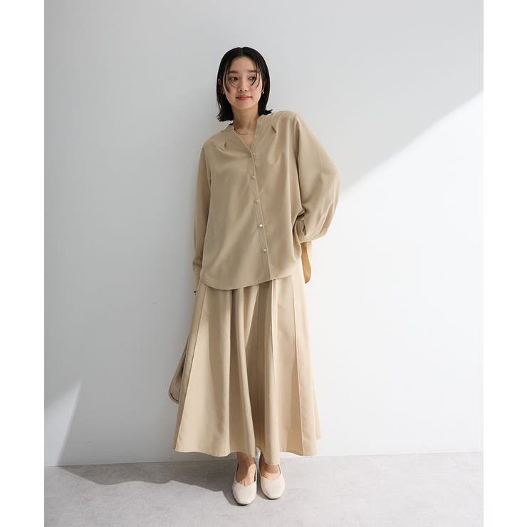 ベージュ | SET2点スキッパーブラウス+プリーツスカート | Green Parks 