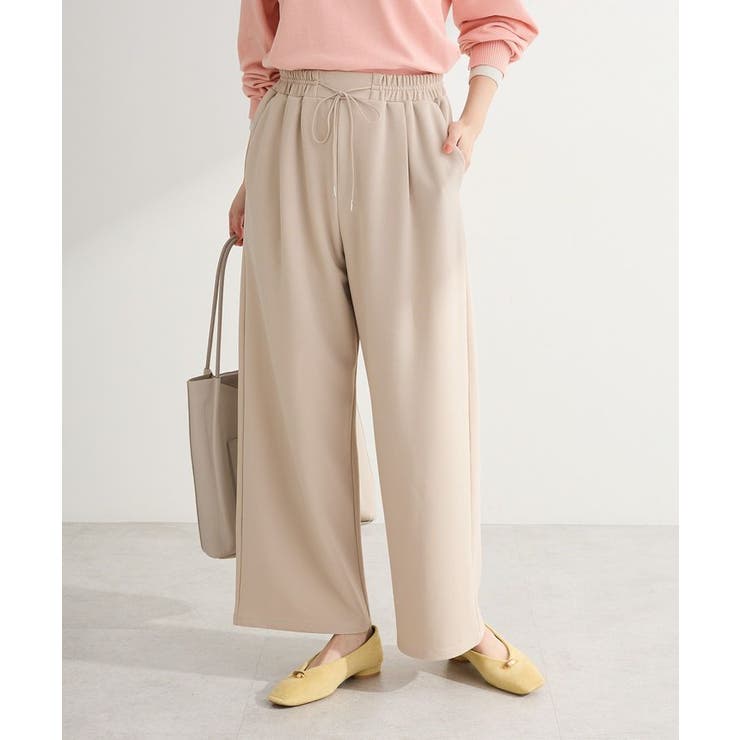 ライトベージュ | 楽ちんリップルワイドパンツ | Green Parks 