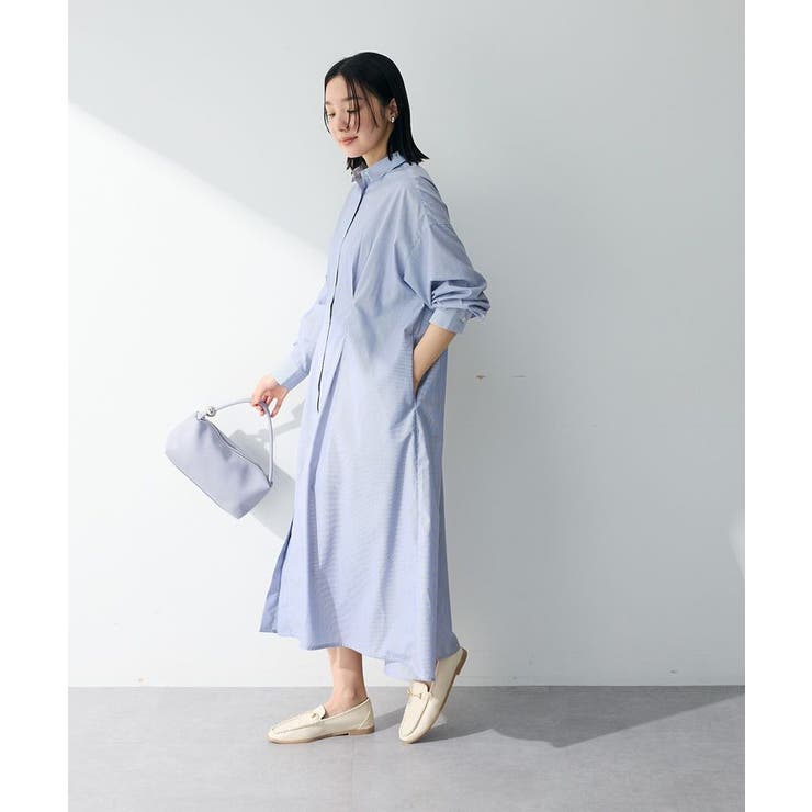 イージーケア抜け衿ウエストタックシャツワンピース | Green Parks  | 詳細画像15 