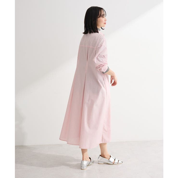 イージーケア抜け衿ウエストタックシャツワンピース | Green Parks  | 詳細画像4 