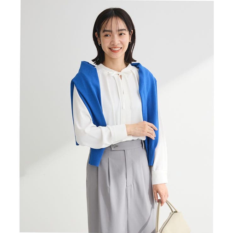 オフホワイト | リボンブラウス | Green Parks 