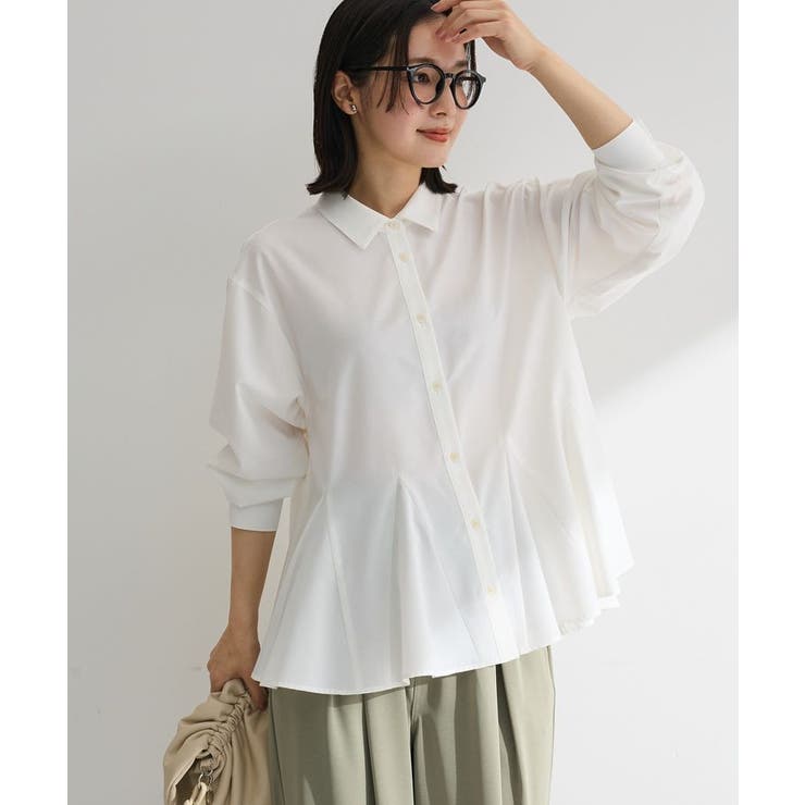 オフホワイト | スウィッチングペプラムシャツ | Green Parks 