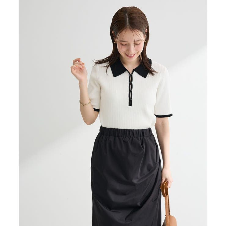 配色ニットポロ | Green Parks  | 詳細画像21 