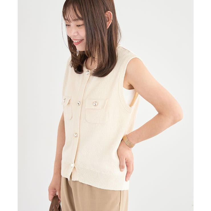 ニュアンスボタンニットベスト | Green Parks  | 詳細画像24 