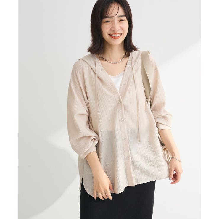 ベージュ | シアーフードシャツ | Green Parks 