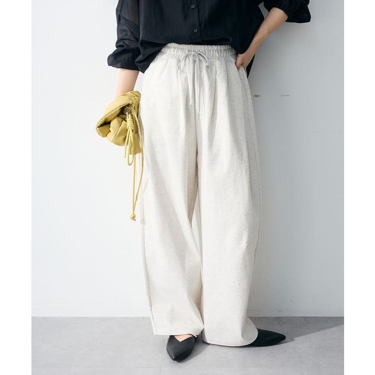 杢ホワイト | コクーンシルエットスウェットパンツ | Green Parks 