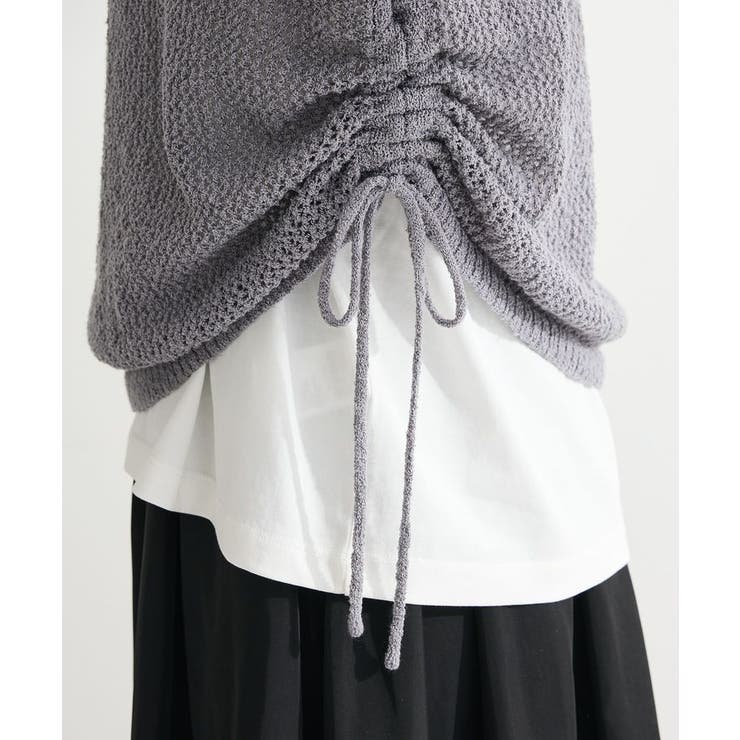 サイドシャーリング透かし編みニットプルオーバー | Green Parks  | 詳細画像10 