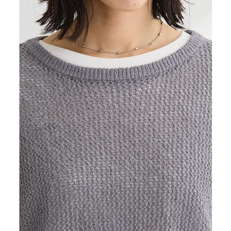 サイドシャーリング透かし編みニットプルオーバー | Green Parks  | 詳細画像8 