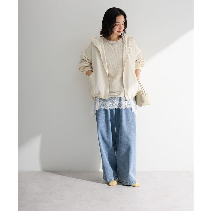 サイドシャーリング透かし編みニットプルオーバー | Green Parks  | 詳細画像11 