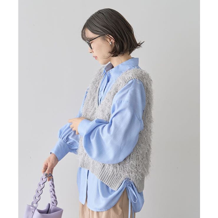 ラメ入り毛足ニットベスト | Green Parks  | 詳細画像19 