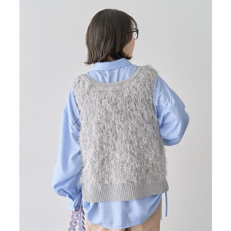 ラメ入り毛足ニットベスト | Green Parks  | 詳細画像20 