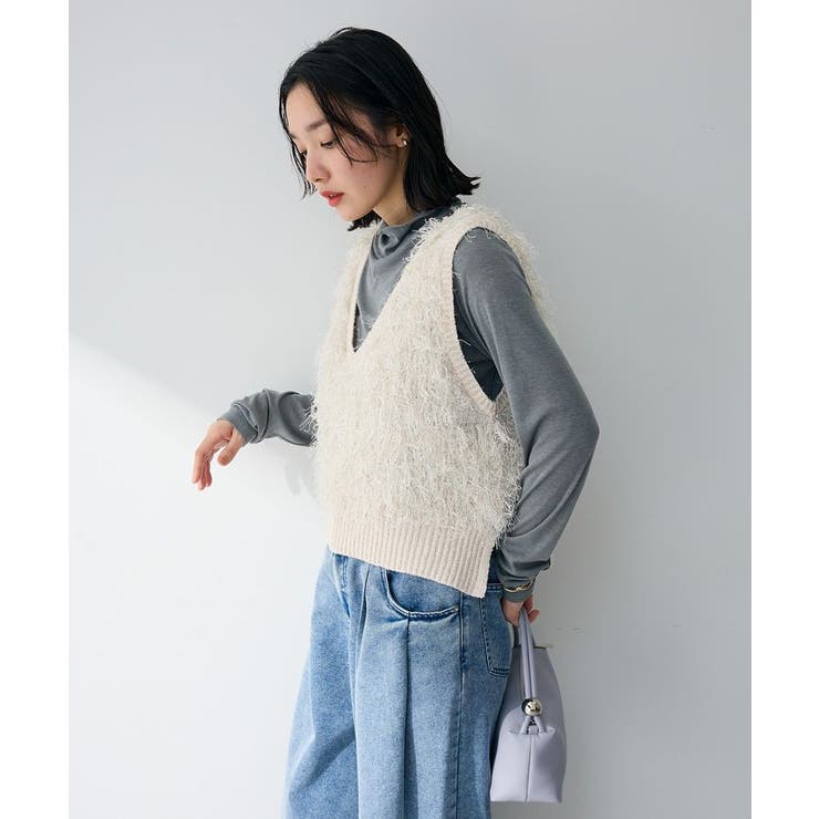 ラメ入り毛足ニットベスト | Green Parks  | 詳細画像6 