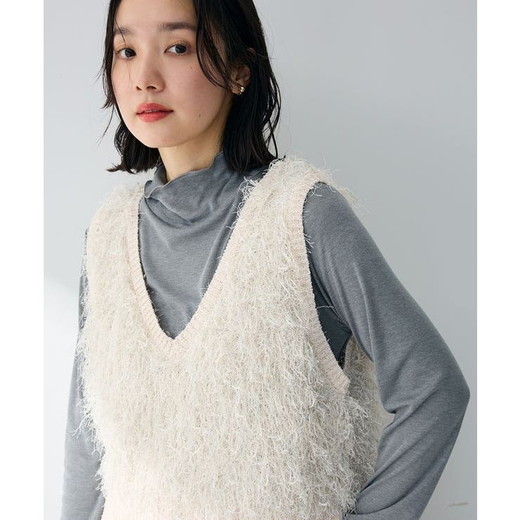 ラメ入り毛足ニットベスト | Green Parks  | 詳細画像8 