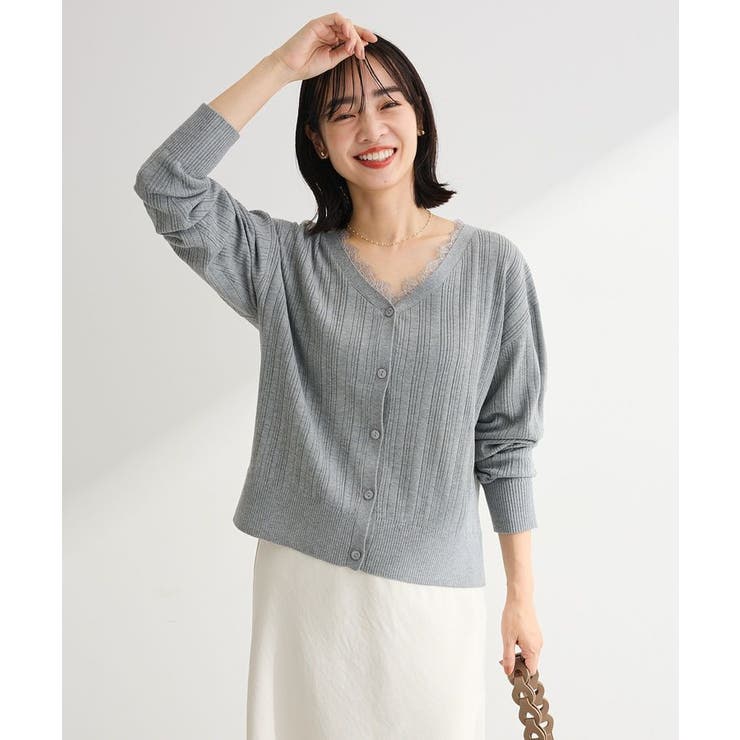 レースドッキングニットカーディガン | Green Parks  | 詳細画像5 