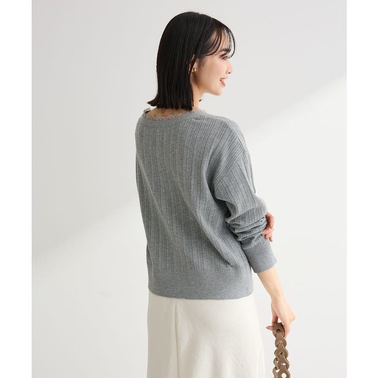 レースドッキングニットカーディガン | Green Parks  | 詳細画像7 