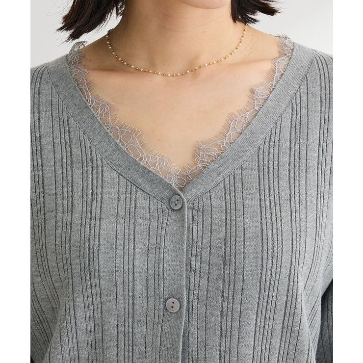 レースドッキングニットカーディガン | Green Parks  | 詳細画像8 