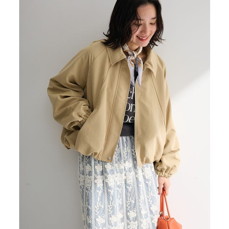 ベージュ | 衿付きバルーンブルゾン | Green Parks 