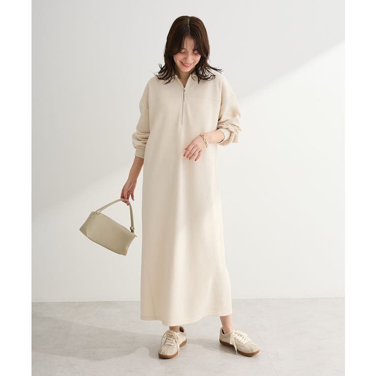 アイボリー | ポロ衿ハーフZIPカットワンピース | Green Parks 