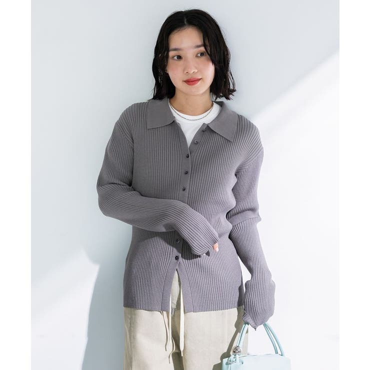 襟付きリブニットカーディガン | Green Parks  | 詳細画像11 