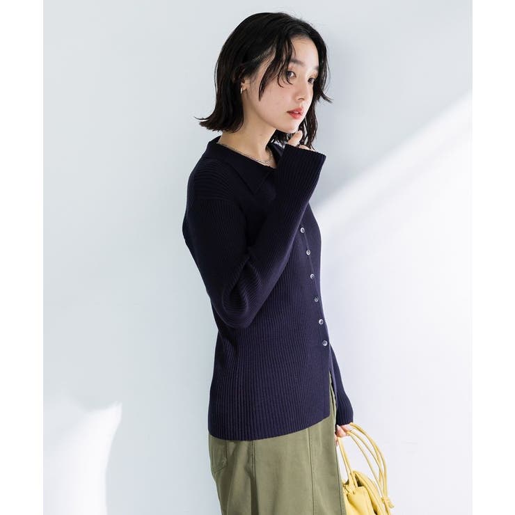 襟付きリブニットカーディガン | Green Parks  | 詳細画像6 