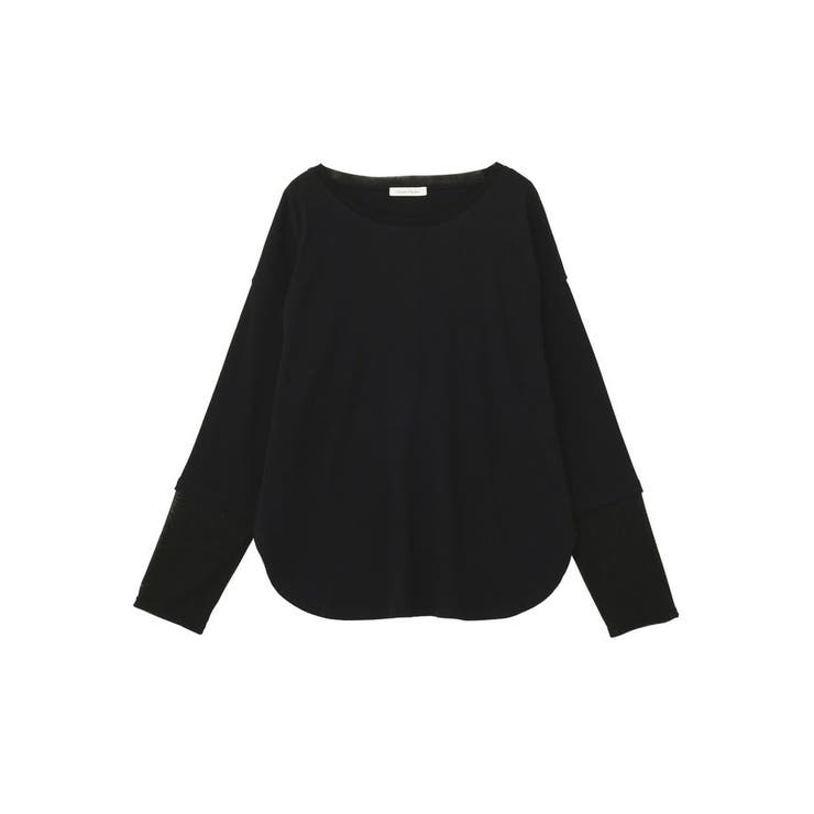 ブラック | 袖チュールリブプルオーバー | Green Parks 