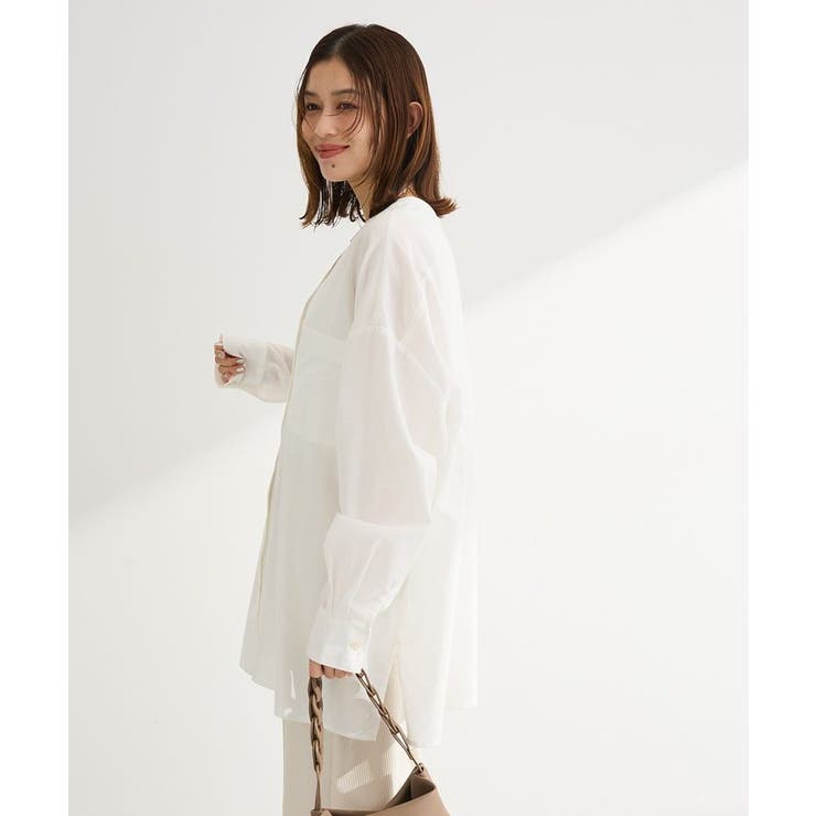 綿麻混Vネックオーバーサイズシャツ | Green Parks  | 詳細画像6 