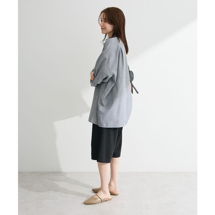 綿麻混Vネックオーバーサイズシャツ | Green Parks  | 詳細画像10 
