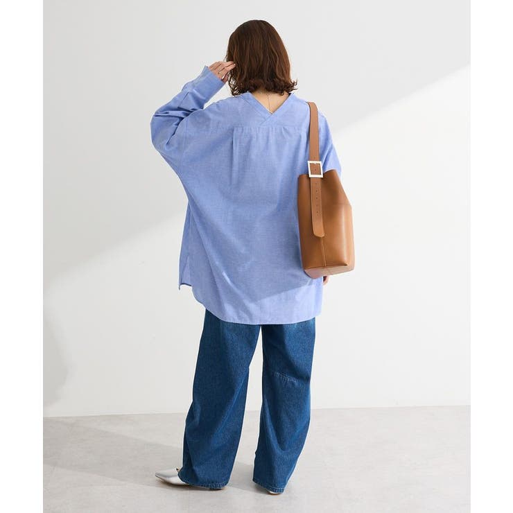 綿麻混Vネックオーバーサイズシャツ | Green Parks  | 詳細画像17 