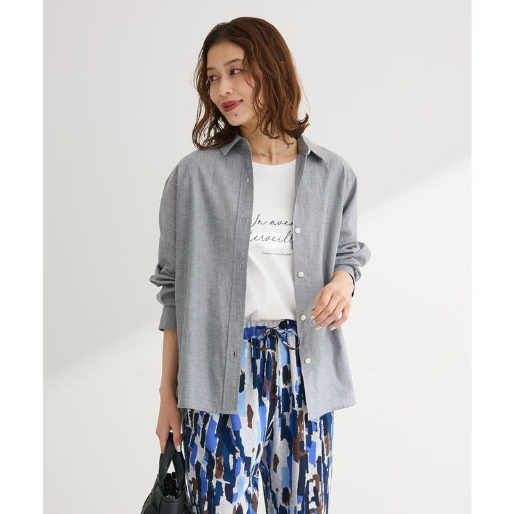 グレー | 綿麻混シャツ | Green Parks 