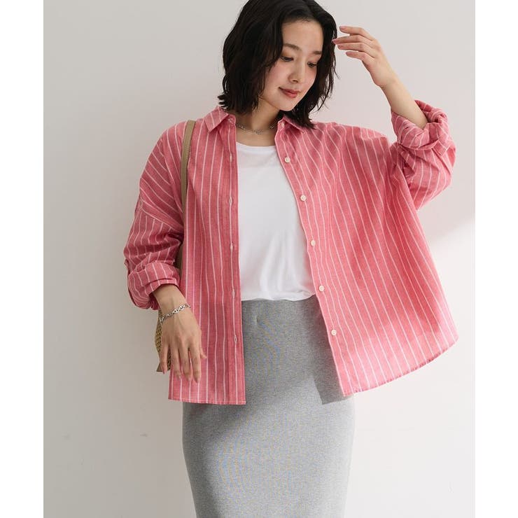 レッド | 綿麻混シャツ | Green Parks 