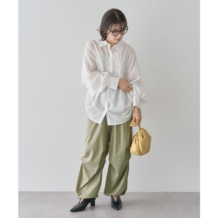 表面感サテンタックパンツ | Green Parks  | 詳細画像12 