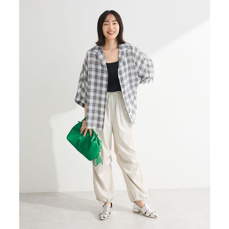 表面感サテンタックパンツ | Green Parks  | 詳細画像5 