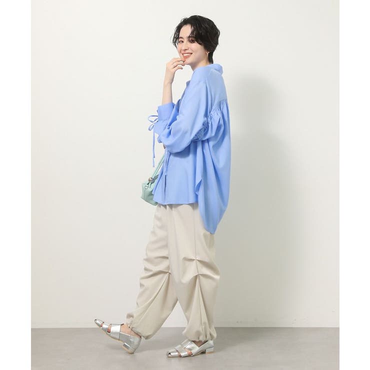 表面感サテンタックパンツ | Green Parks  | 詳細画像8 