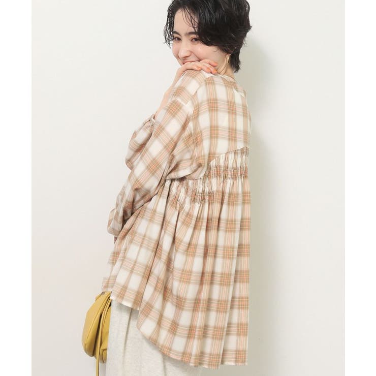 【しゃれシャツ】イージーケアVネックチェックブラウス | Green Parks  | 詳細画像7 