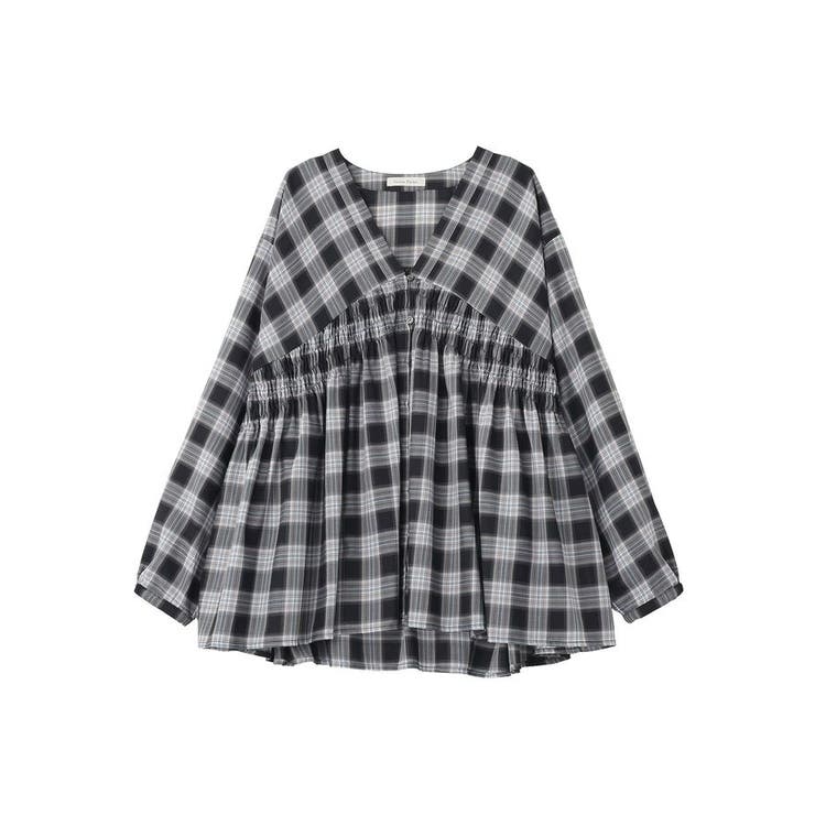 【しゃれシャツ】イージーケアVネックチェックブラウス | Green Parks  | 詳細画像39 