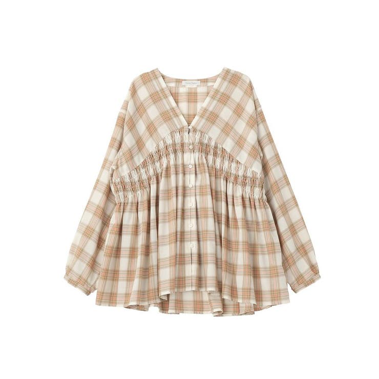 【しゃれシャツ】イージーケアVネックチェックブラウス | Green Parks  | 詳細画像40 