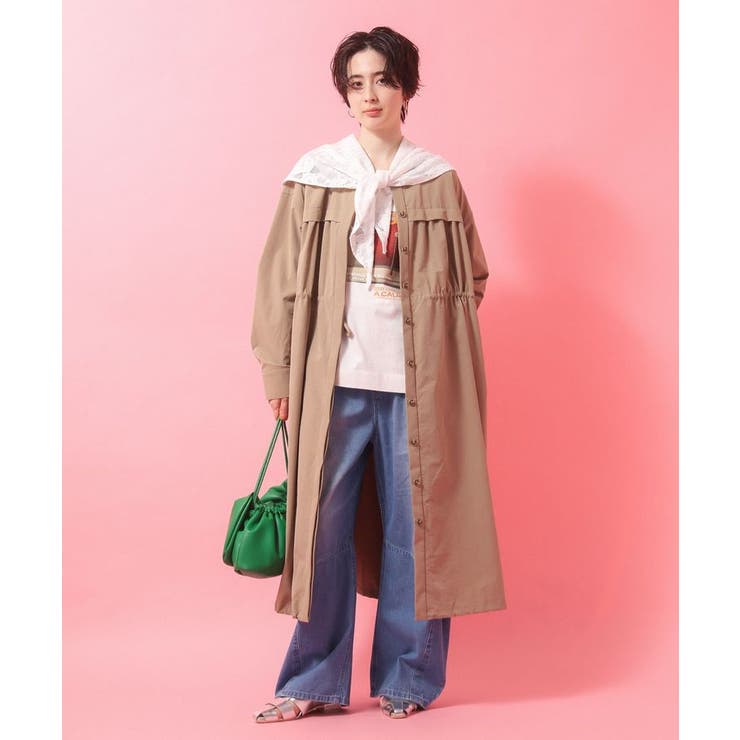 ベージュ | 【楽しゃれUV】ギャザードロストワンピース | Green Parks 