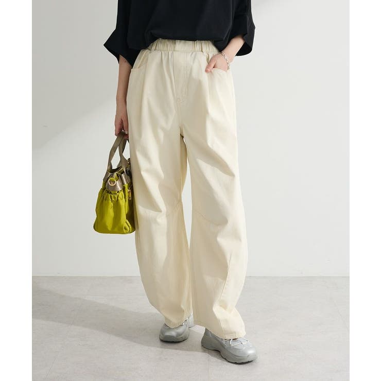 アイボリー | ウエストタックコクーンデニムパンツ | Green Parks 