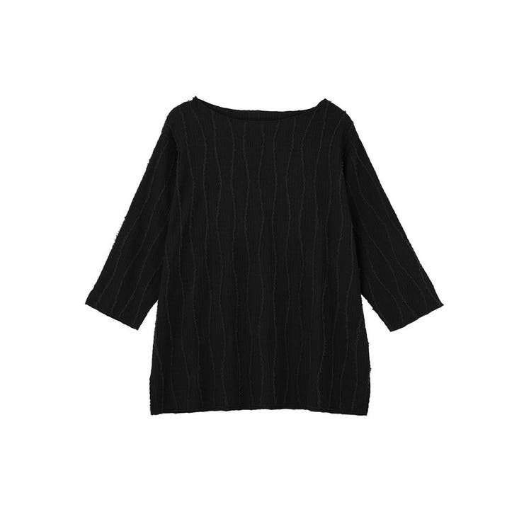 ブラック | 5分袖表面感カットプルオーバー | Green Parks 