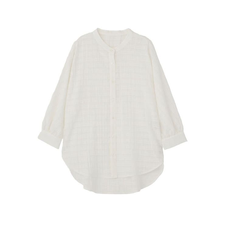 オフホワイト | シアーチェック７分袖シャツ | Green Parks 