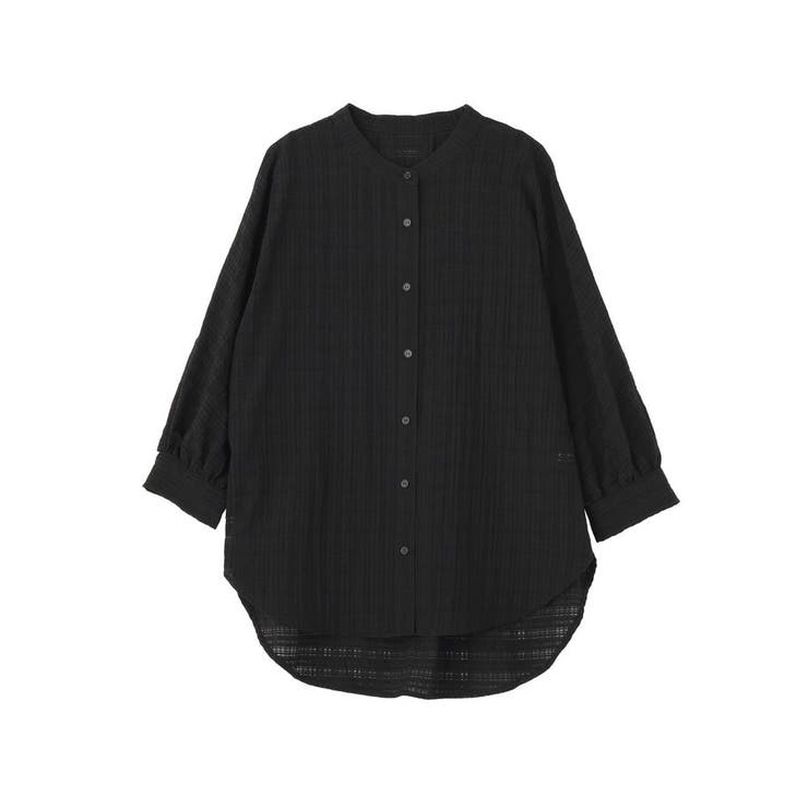 ブラック | シアーチェック７分袖シャツ | Green Parks 